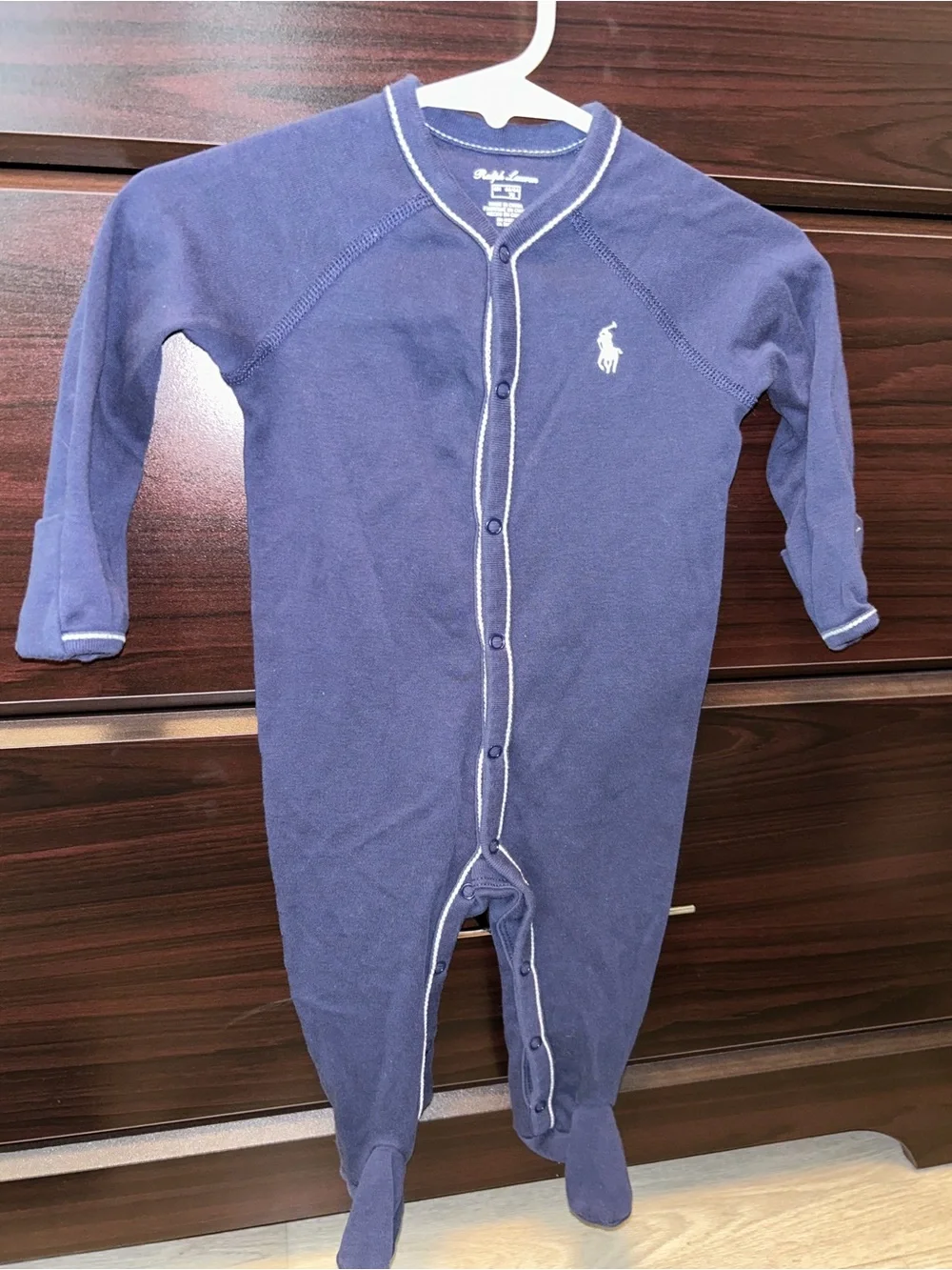 Ralph Lauren Navy Blue Baby Footed One-Piece size 6 months